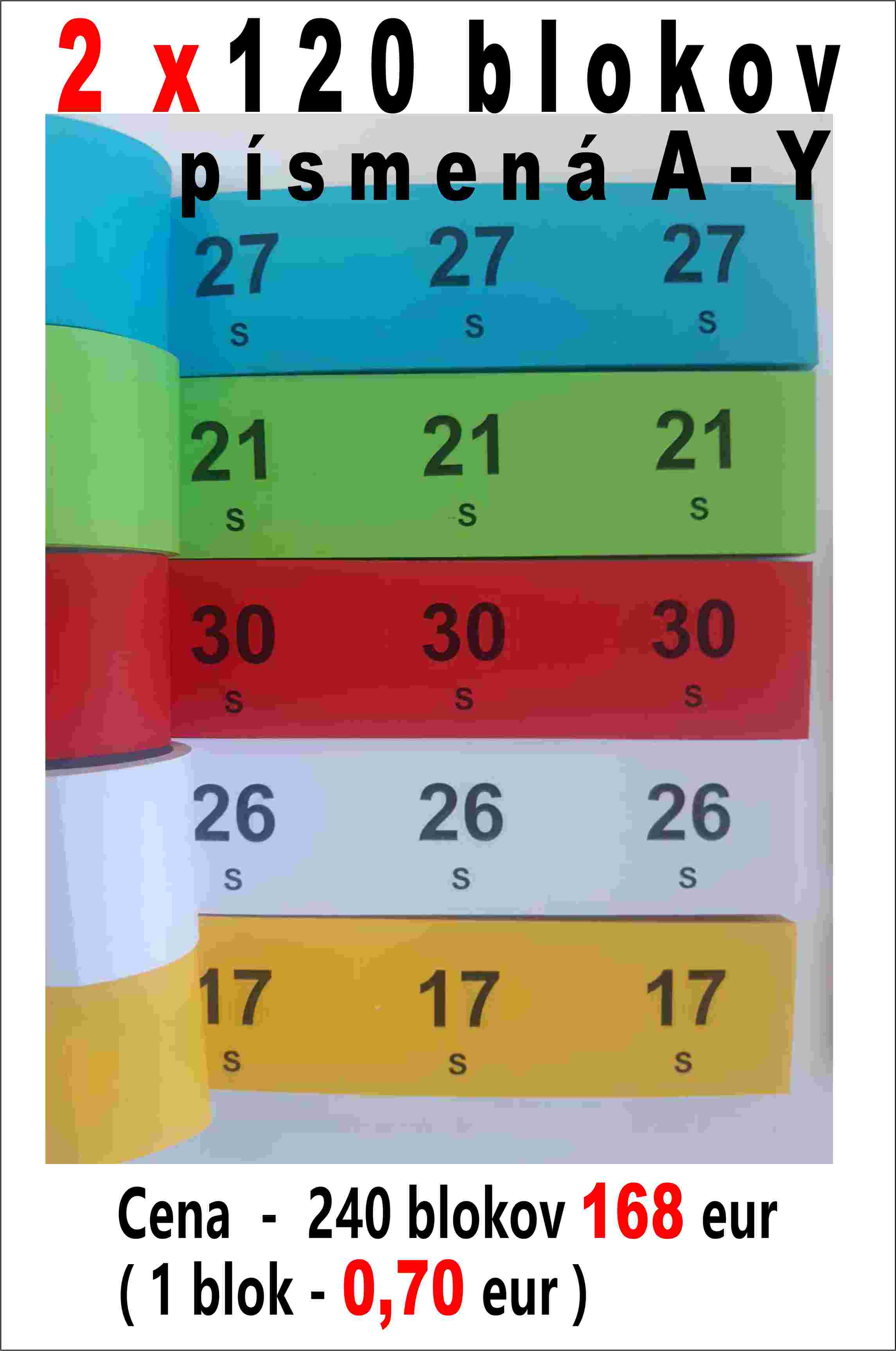 Tombolový lístok - 2 x (balenie 120 rôznych blokov)