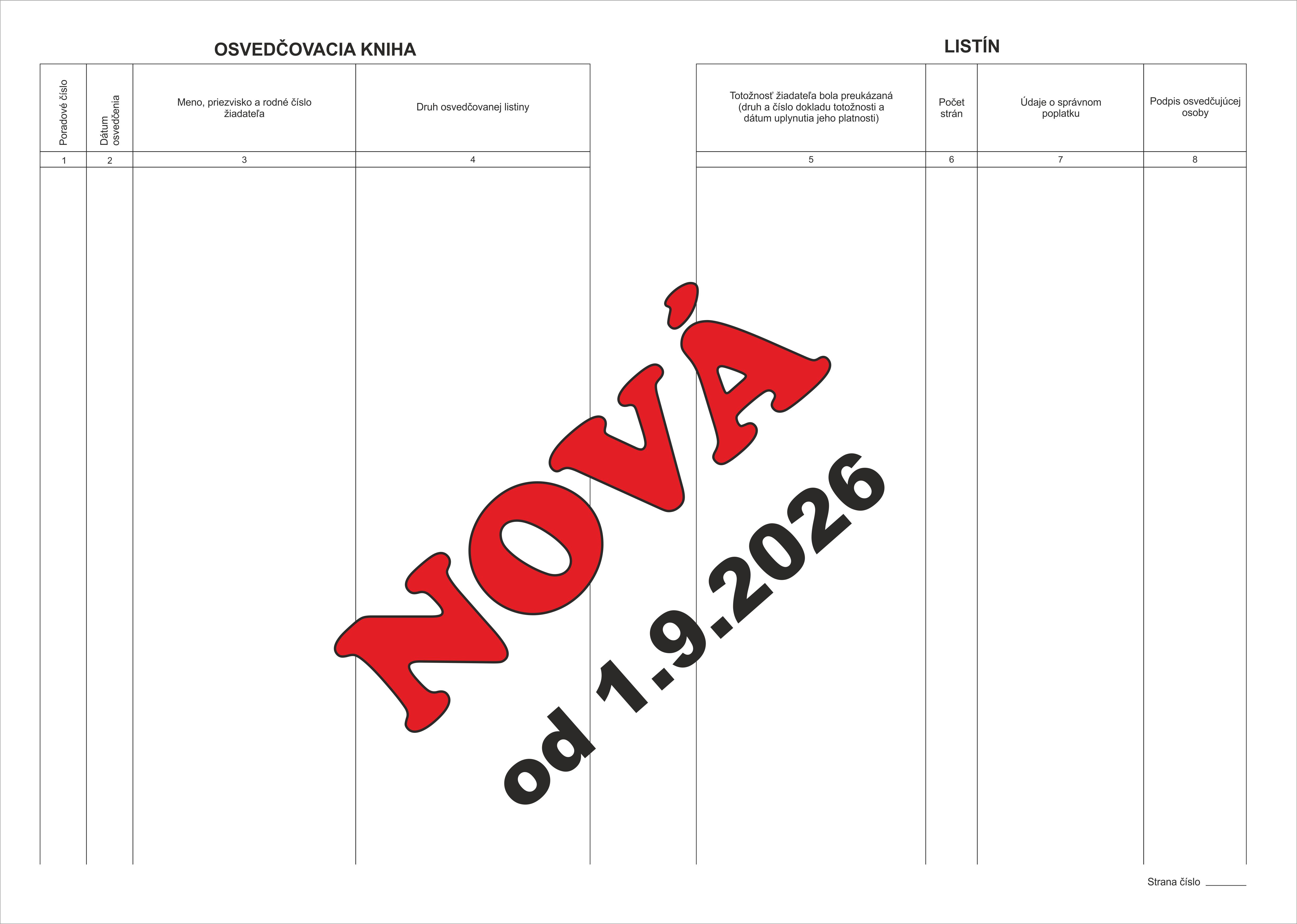 NOVÁ - Osvedčovacia kniha na overenie listín - 100 listová - bez riadkov