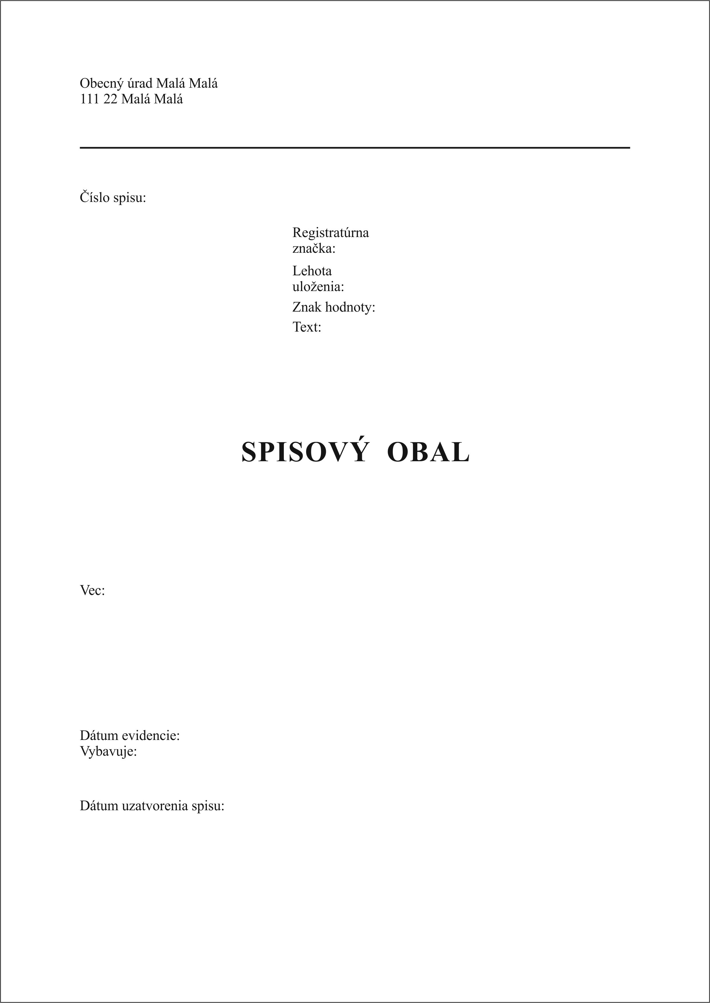 Spisový obal s prílohou pre OÚ a MÚ s potlačou adresy (500ks)