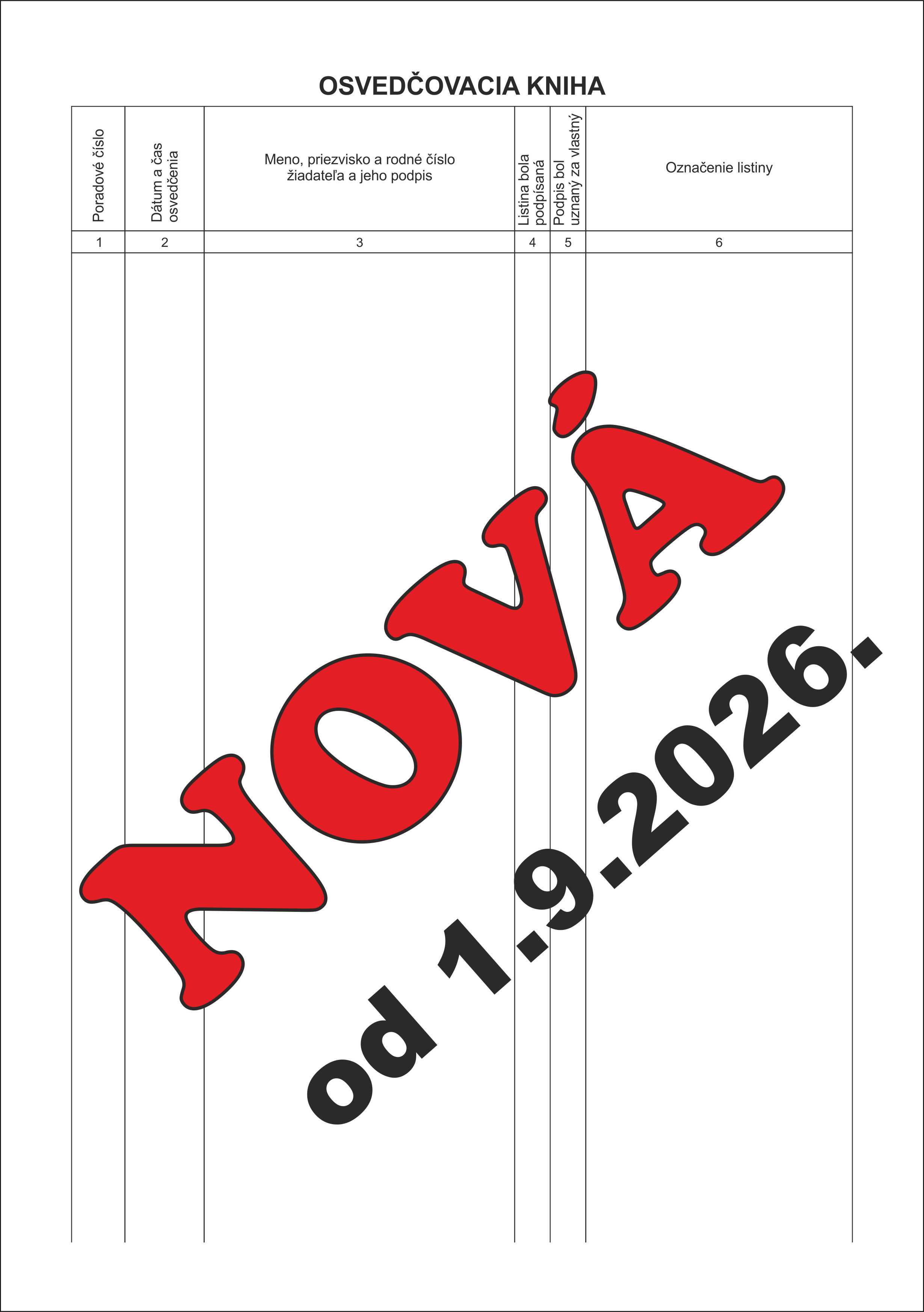 NOVÁ - Osvedčovacia kniha na overenie podpisu - 100 listová - bez riadkov