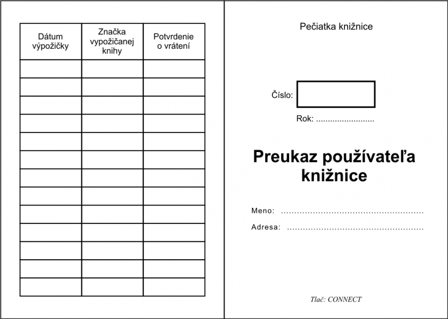 Preukaz používateľa knižnice (čitateľský preukaz)