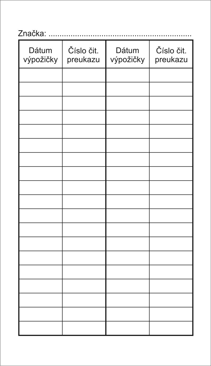 Evidenčný list dokumentu (knižný lístok)
