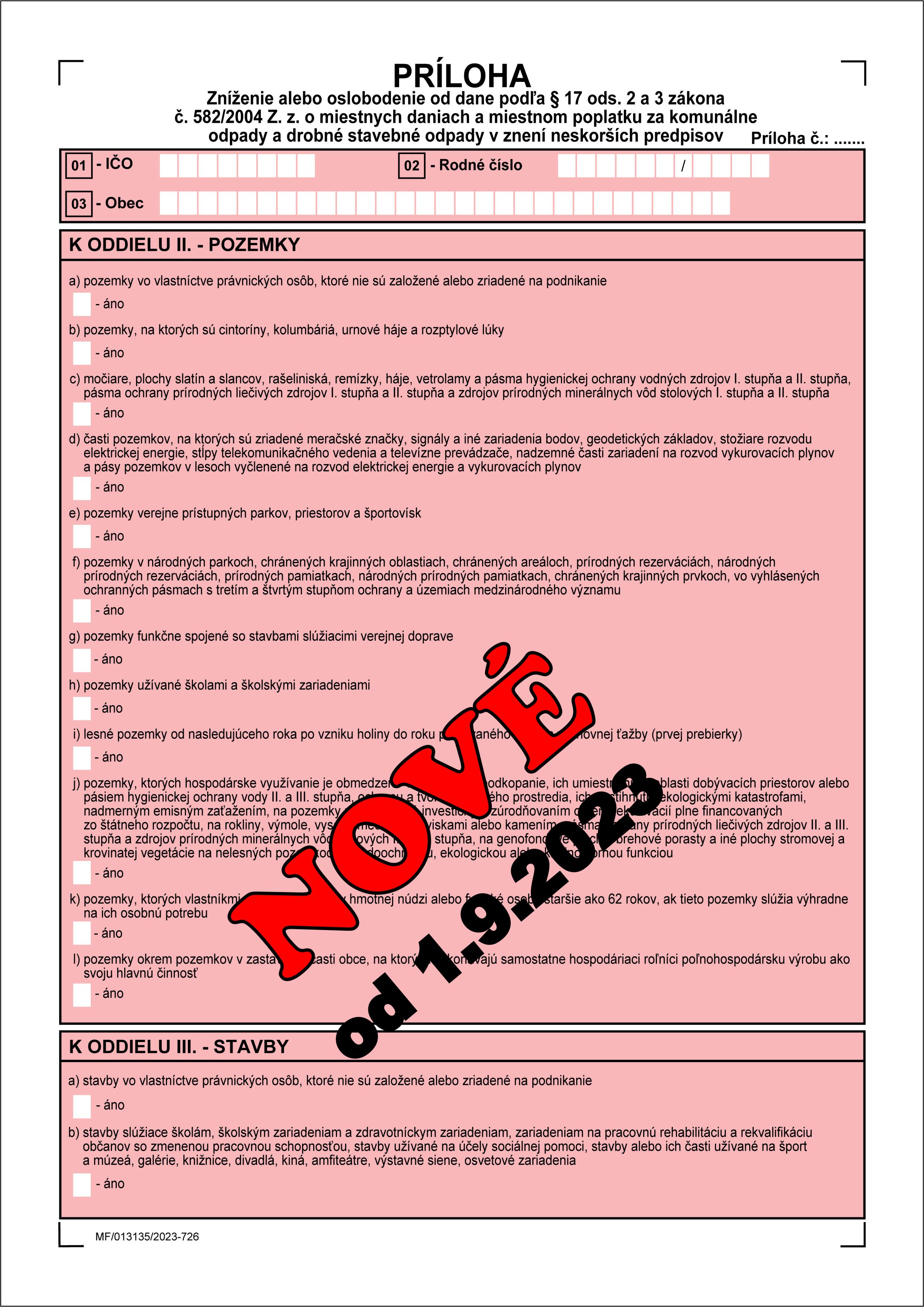 Príloha k zníženiu dane