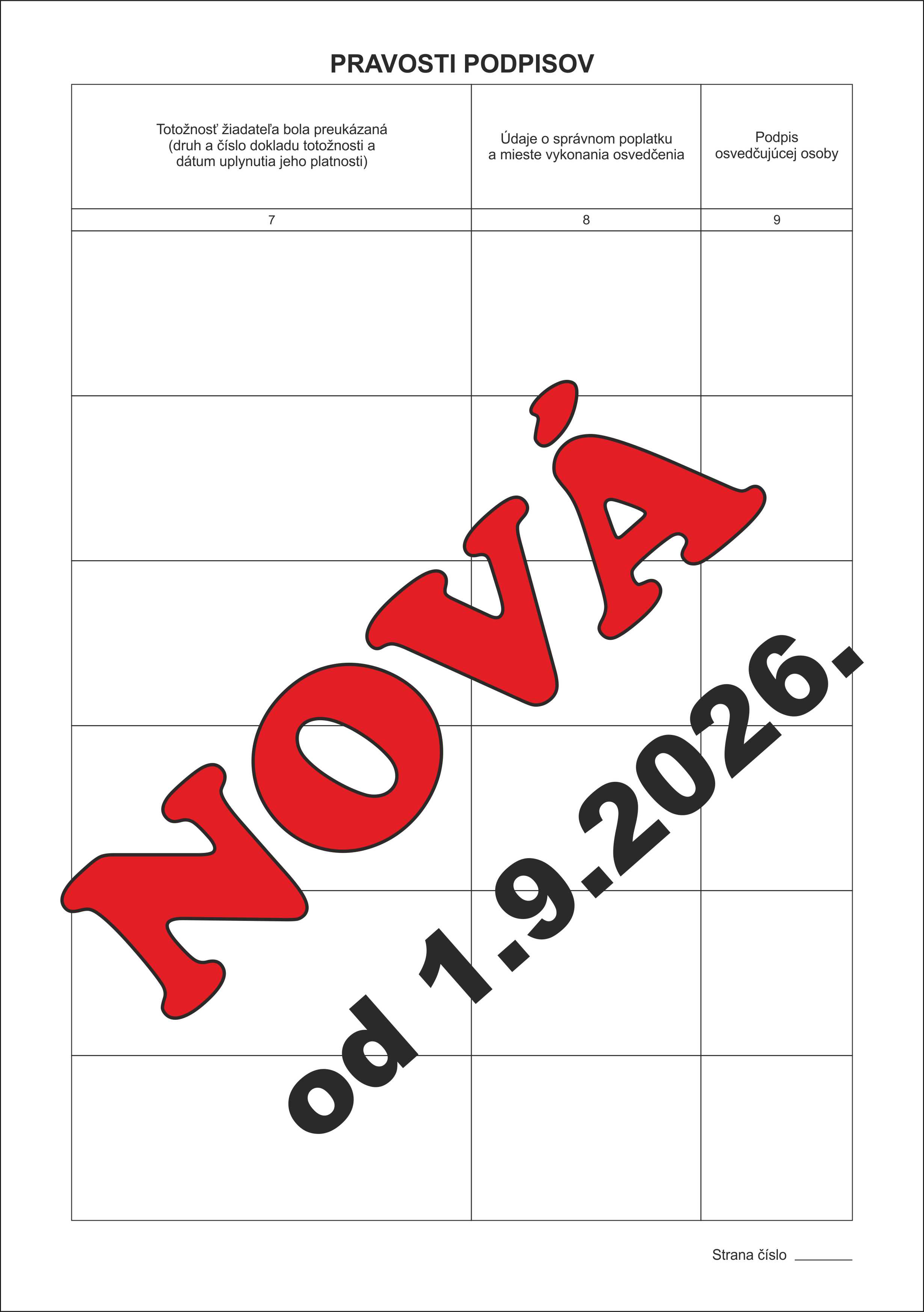NOVÁ - Osvedčovacia kniha na overenie podpisu - 100 listová - 6 riadkov