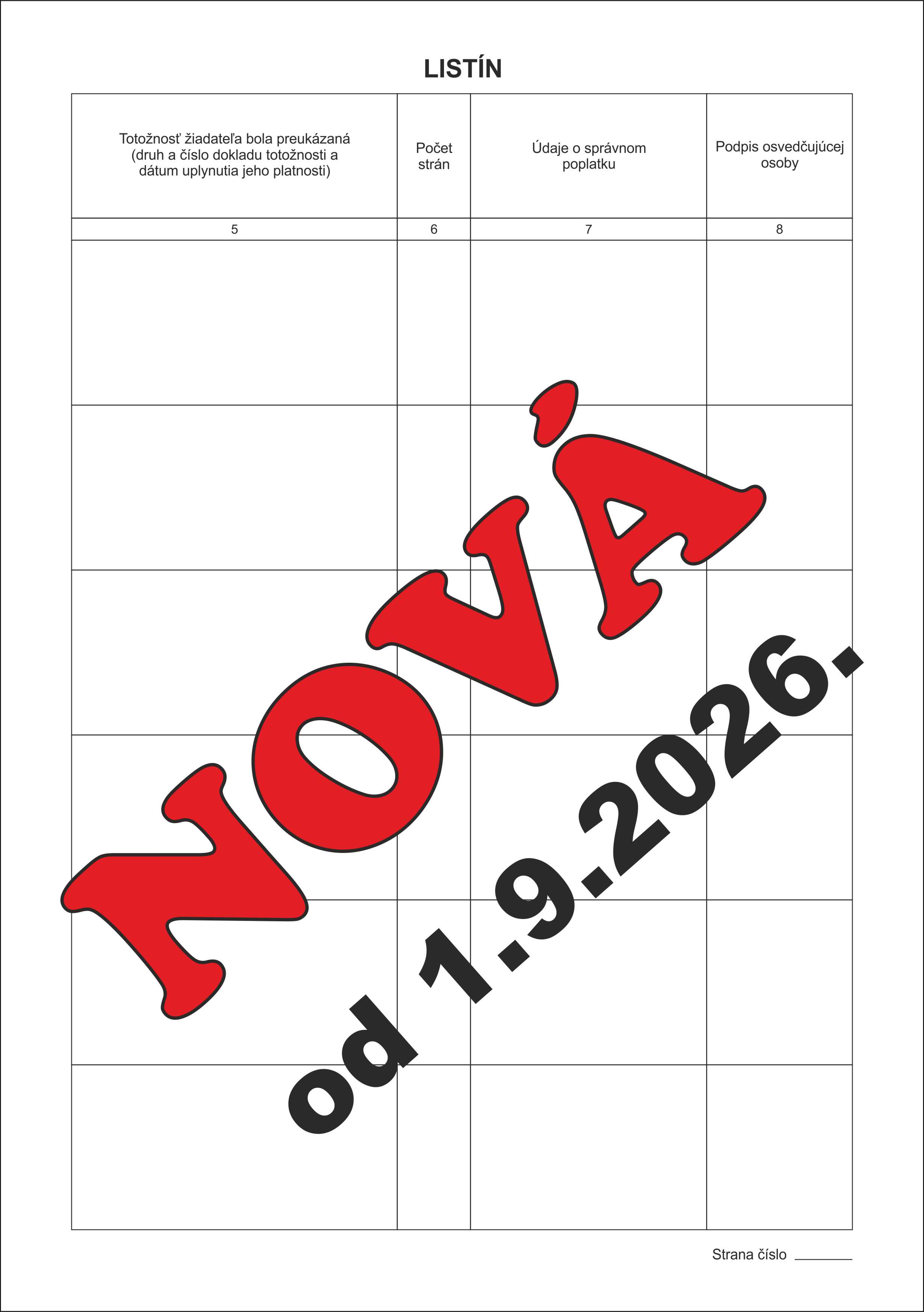 NOVÁ - Osvedčovacia kniha na overenie listín - 100 listová - 6 riadkov