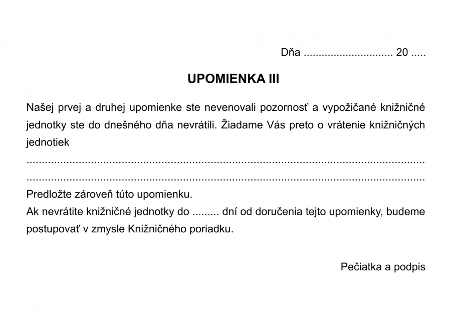 Upomienka III.