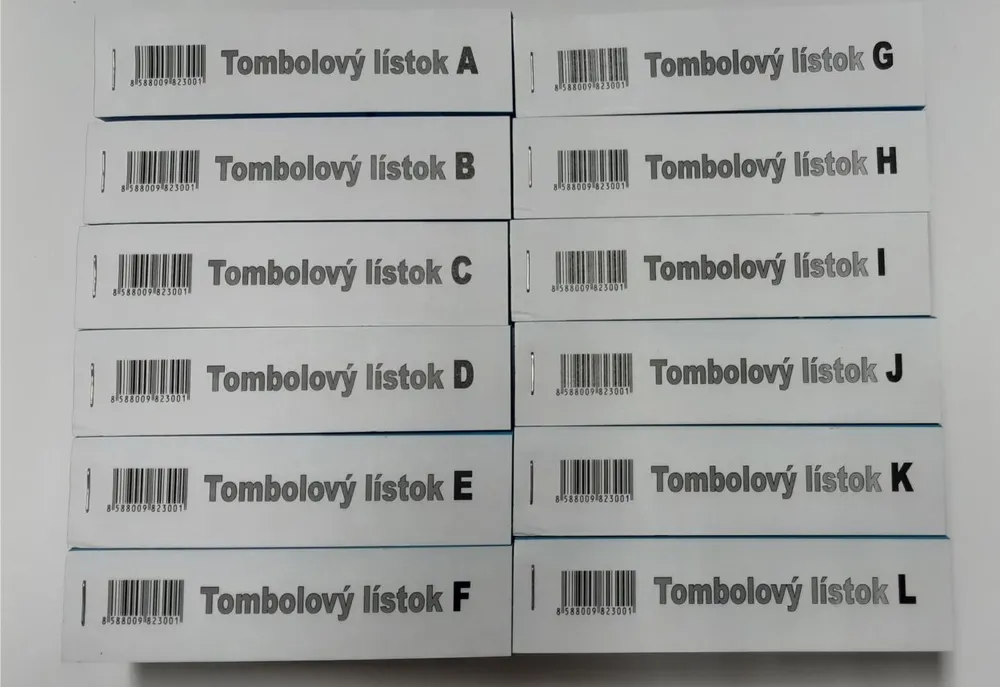 Tombolový lístok - (balenie 60 blokov písmená A-L)