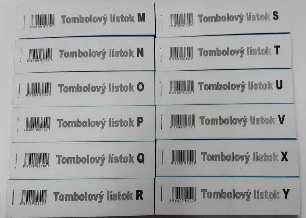 Tombolový lístok - (balenie 60 blokov písmená M-Y)